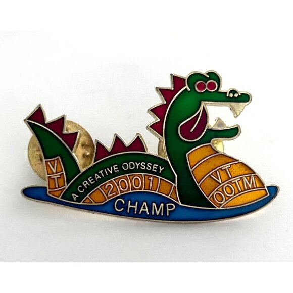 Vintage Odyssey of the Mind VT Vermont Sea Serpent Champ 2001 Pin OM OotM - Picture 1 of 3